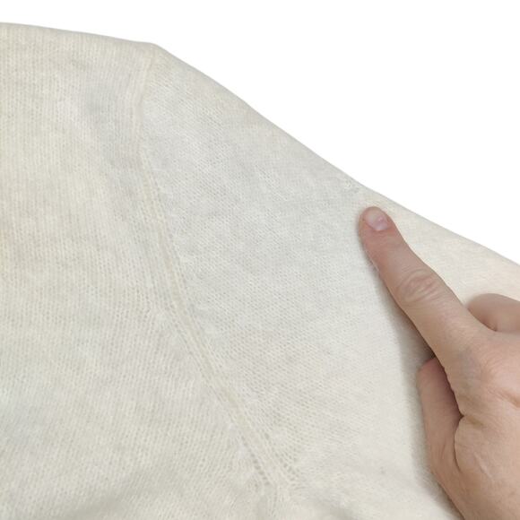 Vtg Susan Bristol Cream Angora Hair Jeweled Preppy Cardigan Sweater Old Money XL - Picture 12 of 12